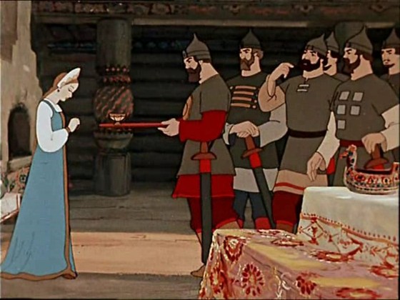 Кадр из мультфильма "Сказка о мертвой царевне и семи богатырях"